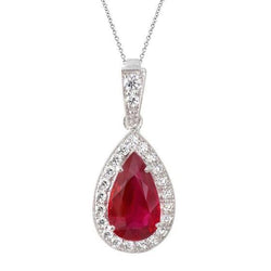 7,90 Karat Birnenschliff Rubin und runde Diamanten Anhänger 14K Gold