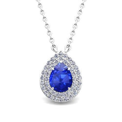 Anhänger 2.50 Karat Ceylon Saphir und Diamant Weißgold 14K