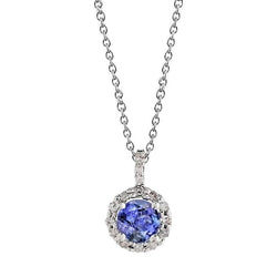 Anhänger Halskette 3.50 Karat Brillantschliff Tansanit Diamanten
