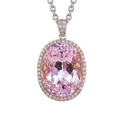 Anhänger Halskette mit Kette 35,25 Karat Kunzit mit Diamanten