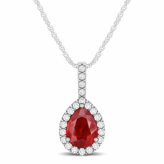 Birnenschliff Roter Rubin Und Diamant 3,50 Karat Damen Anhänger Schmuck - harrychadent.ch