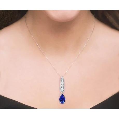 Blauer Saphir Birnenschliff Damen Edelstein Anhänger 5,50 Karat Neu - harrychadent.ch