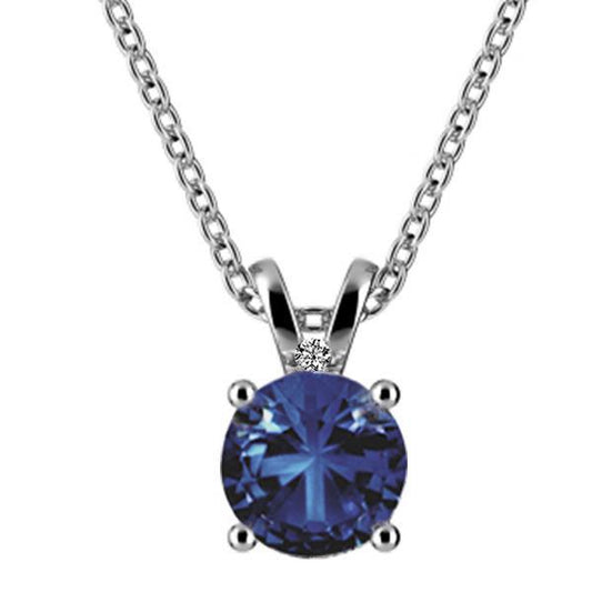 Blauer Saphir und Diamant Halskette Anhänger 2.55 Karat Weißgold 14K