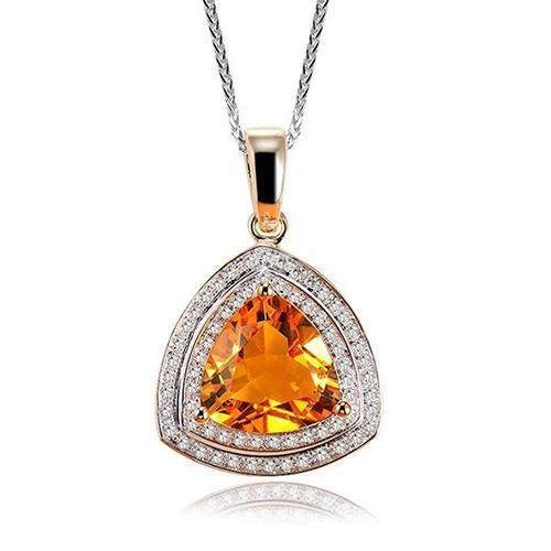 Citrin in Trillion-Form mit runden Diamanten 17,50 Ct Anhänger 14K Gold - harrychadent.ch