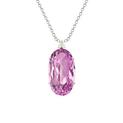Damen Kunzit und Diamant Halskette Anhänger 20.20 Ct. Weißgold 14K