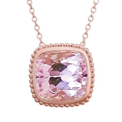 Große rosa Kunzit Lünette Set 35.00 ct Anhänger Halskette Roségold 14K - harrychadent.ch