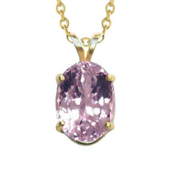 Großer Oval Cut Pink Kunzit Edelstein Anhänger 20 Karat Gelbgold 14K