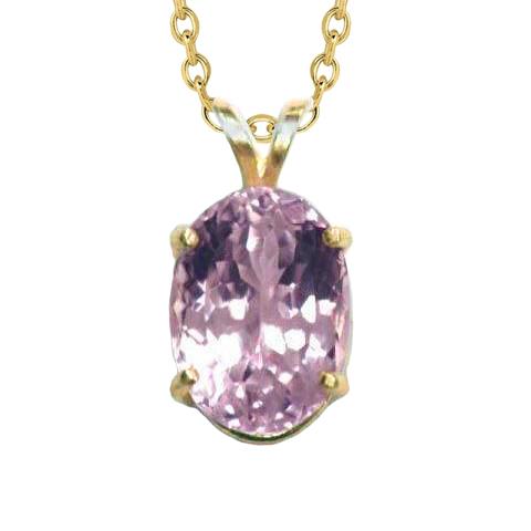 Großer Oval Cut Pink Kunzit Edelstein Anhänger 20 Karat Gelbgold 14K - harrychadent.ch