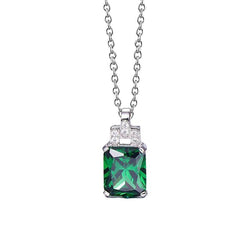 Grüne Smaragd & Diamant Edelstein Anhänger Halskette 6.20 Karat WG 14K