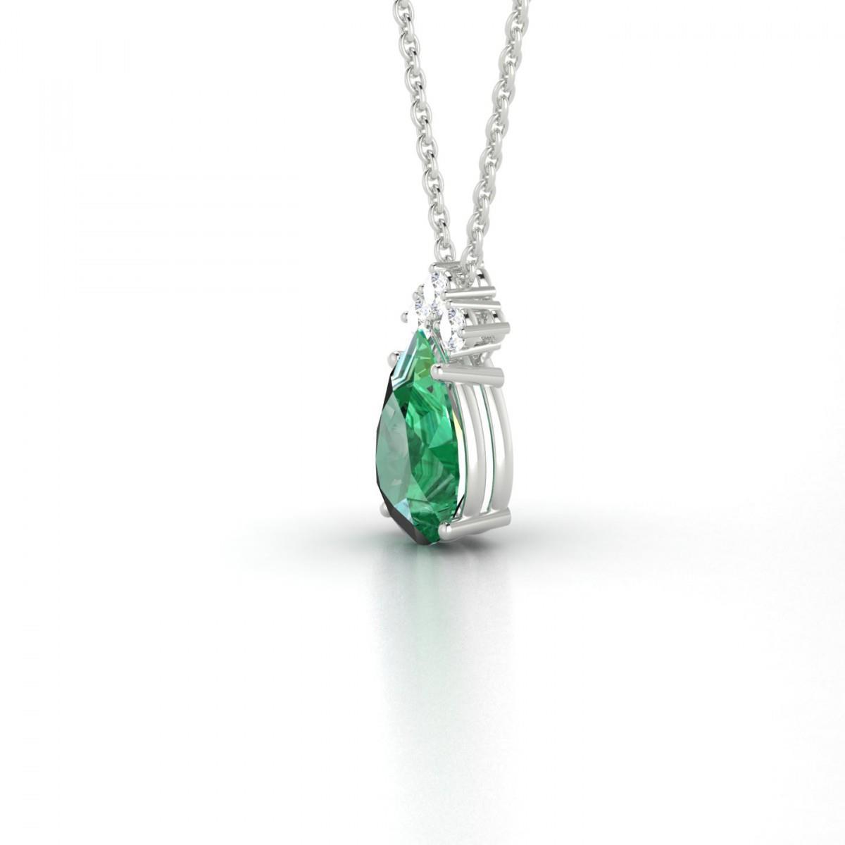 Grüne Smaragd- & Diamant-Edelstein-Anhänger-Halskette 8.25 Karat WG 14K