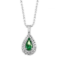 Grüne Smaragd-Halskette mit Diamanten 3.90 ct. WG 14K