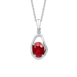 Halskette mit Anhänger mit Kette Rubin und Diamanten 2.55 Karat WG 14K