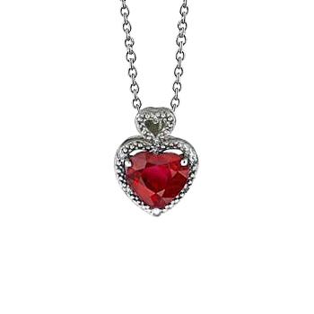 Halskette mit Anhänger Roter Rubin und Diamanten 5.35 Karat Weißgold 14K