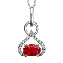 Herzförmige Halskette mit Anhänger 6,55 ct. Rubin und Diamanten Neu