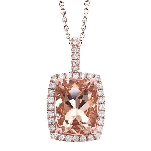 Kissen Morganit und runde Diamanten 16.50 ct Anhänger Roségold 14K