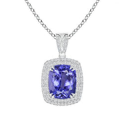 Krappenset Tansanit mit Diamanten 16,25 Ct Anhänger mit Kette Gold