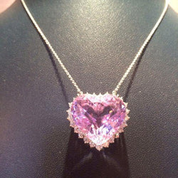 Rosa natürlicher Kunzit und Diamant-Frauen-Halsketten-Anhänger 36 ct. Gold