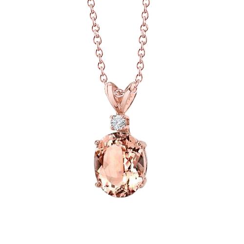 Roségold 14K 24,25 Karat großer Morganit mit kleinem Diamantanhänger - harrychadent.ch