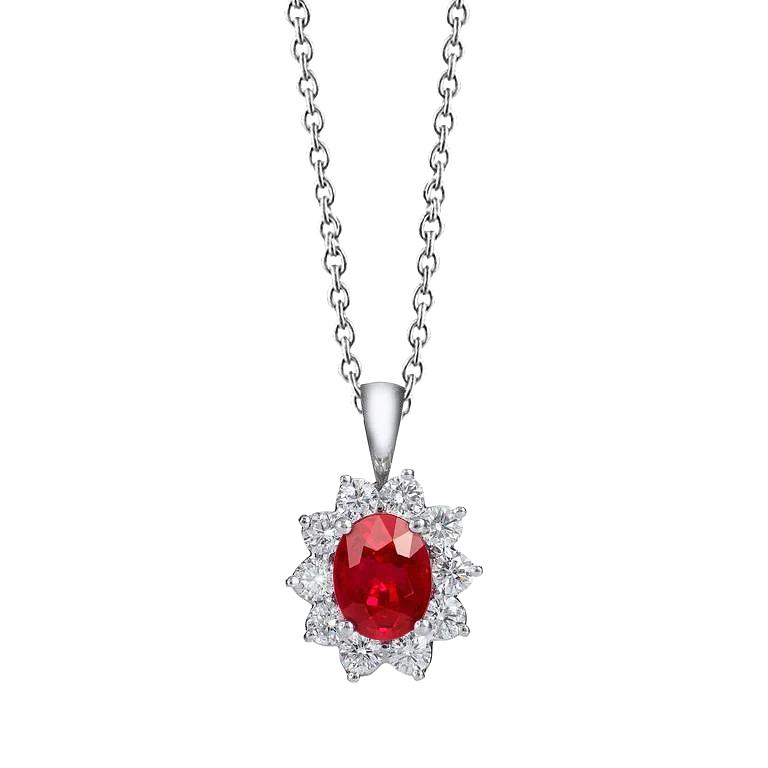 Rote Aaa Rubin und Diamanten 5,10 Karat Anhänger Halskette 14K - harrychadent.ch