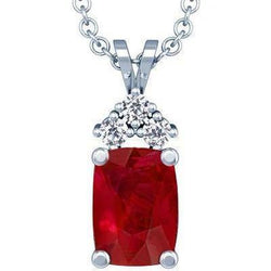Rubin & Diamant Anhänger Halskette mit Kette 14,25 ct. WG 14K