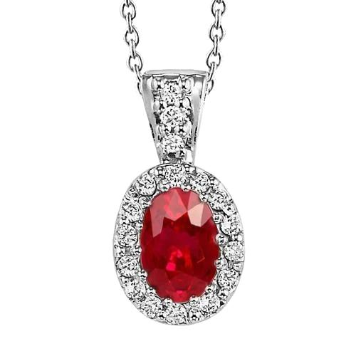 Rubin im Ovalschliff mit runden Diamanten 6,15 Karat Halskette mit Anhänger 14K - harrychadent.ch