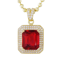 Rubin mit Diamanten 11,20 Karat Anhänger Halskette 14K Gelbgold