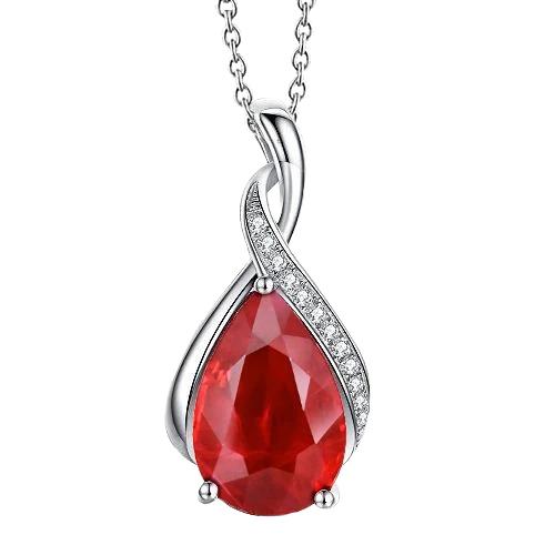 Rubin und Diamanten 9,25 Karat Anhänger Halskette mit Kette 14K WG - harrychadent.ch