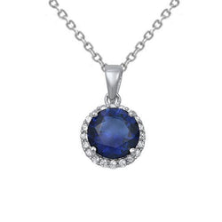 Runder Saphir-Schmuck-Diamant-Anhänger Massivgold 2,40 Karat