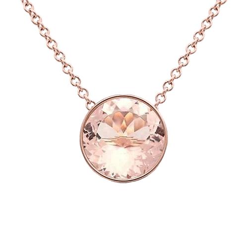 Solitaire Lünette Set Morganit 30 Kt Anhänger mit Kette Gold Rose 14K - harrychadent.ch