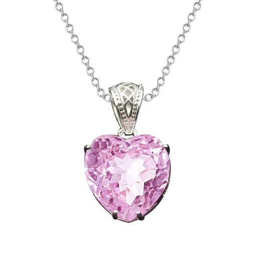 Solitär-Halskette mit Herzschliff in Pink, Kunzit, 27 Karat Neu - harrychadent.ch