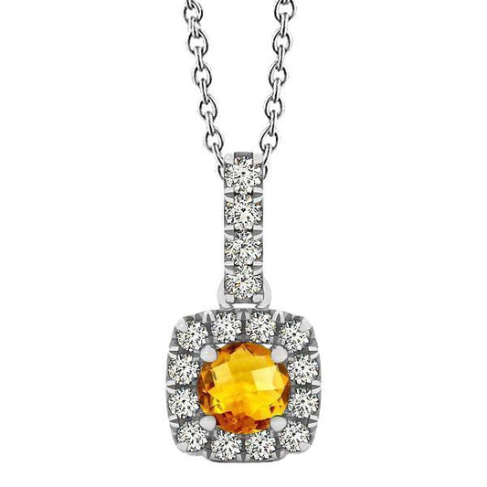 Weißgold 11 Kt. Krappen-Anhänger Citrin & Diamanten mit Kette - harrychadent.ch