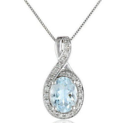 Weißgold 14K 12,75 ct Krappenset Aquamarin und Diamanten Anhänger