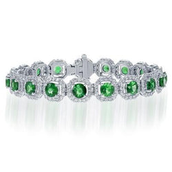 13 Kt. runder grüner Smaragd mit Diamantarmband