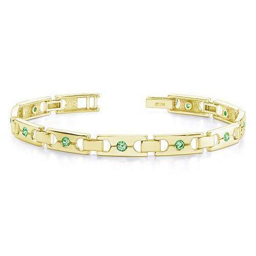 2.50 ct Rundschliff Grüne Smaragde Einzelschnalle Gliederarmband Yg 14K