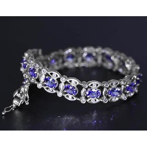 Ceylon Blue Diamant Armband 15 Karat Weißgold Damen Schmuck - harrychadent.ch