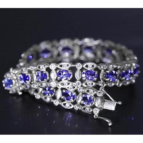 Ceylon Blue Diamant Armband 15 Karat Weißgold Damen Schmuck - harrychadent.ch