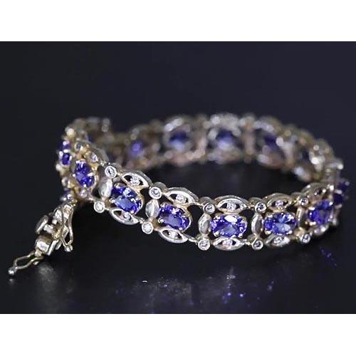 Ceylon Blue Diamant Armband 26.40 Karat Weißgold Damen Schmuck - harrychadent.ch