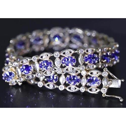 Ceylon Blue Diamant Armband 26.40 Karat Weißgold Damen Schmuck - harrychadent.ch