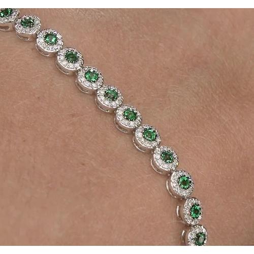 Diamant Tennisarmband 12 Karat grüner Saphir Zinken-Set - harrychadent.ch