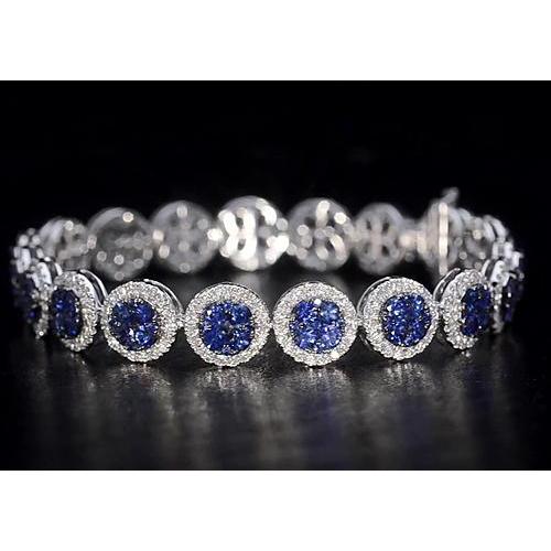 Diamant Tennisarmband 33.25 Karat Ceylon Blauer Saphir Schmuck - harrychadent.ch