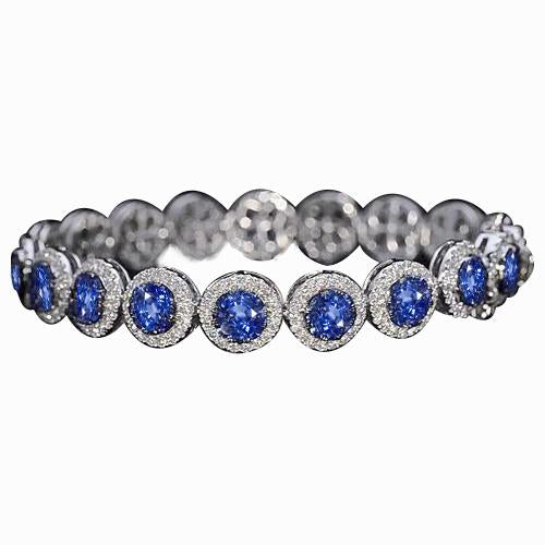 Diamant Tennisarmband 33.25 Karat Ceylon Blauer Saphir Schmuck - harrychadent.ch