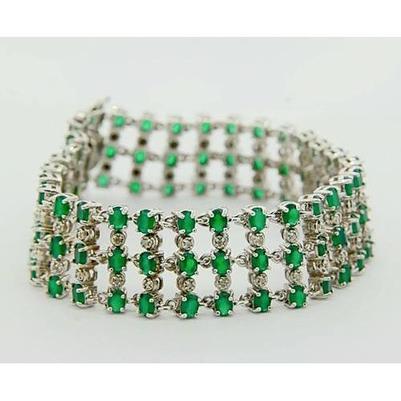 Diamant-Teppich-Armband Kolumbianischer Grüner Smaragd 48.35 Karat - harrychadent.ch