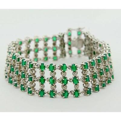 Diamant-Teppich-Armband Kolumbianischer Grüner Smaragd 48.35 Karat - harrychadent.ch