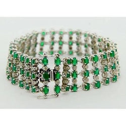 Diamant-Teppich-Armband Kolumbianischer Grüner Smaragd 48.35 Karat