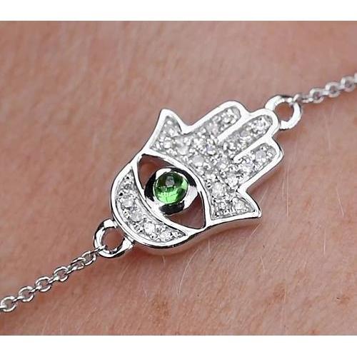 Diamantarmband Cabochon Kolumbianischer Grüner Smaragd 1,75 Karat - harrychadent.ch