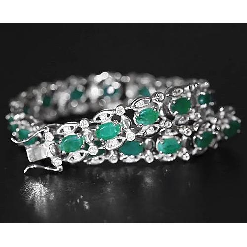 Kolumbianisches Grüner Smaragd Diamant Armband 21 Karat Weißgold 14K Neu - harrychadent.ch