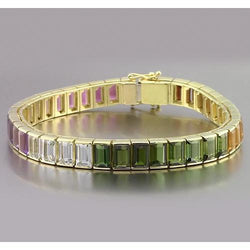 Multi Color Saphir Smaragd Armband 40 Karat Gelbgold Schmuck
