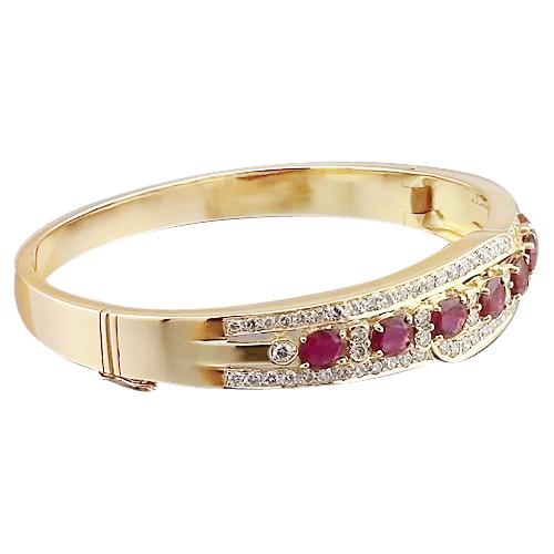Ovaler Rubin-Diamant-Armreif 20 Karat Gelbgold 14K - harrychadent.ch