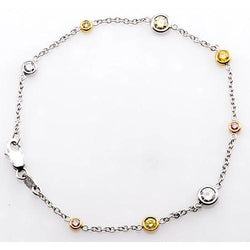 Rosa & Gelbes Saphir-Diamant-Armband 2.95 Karat Damen Schmuck