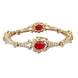 Rubin und Diamant Armband im viktorianischen Stil 28 Karat Gelbgold 14K
